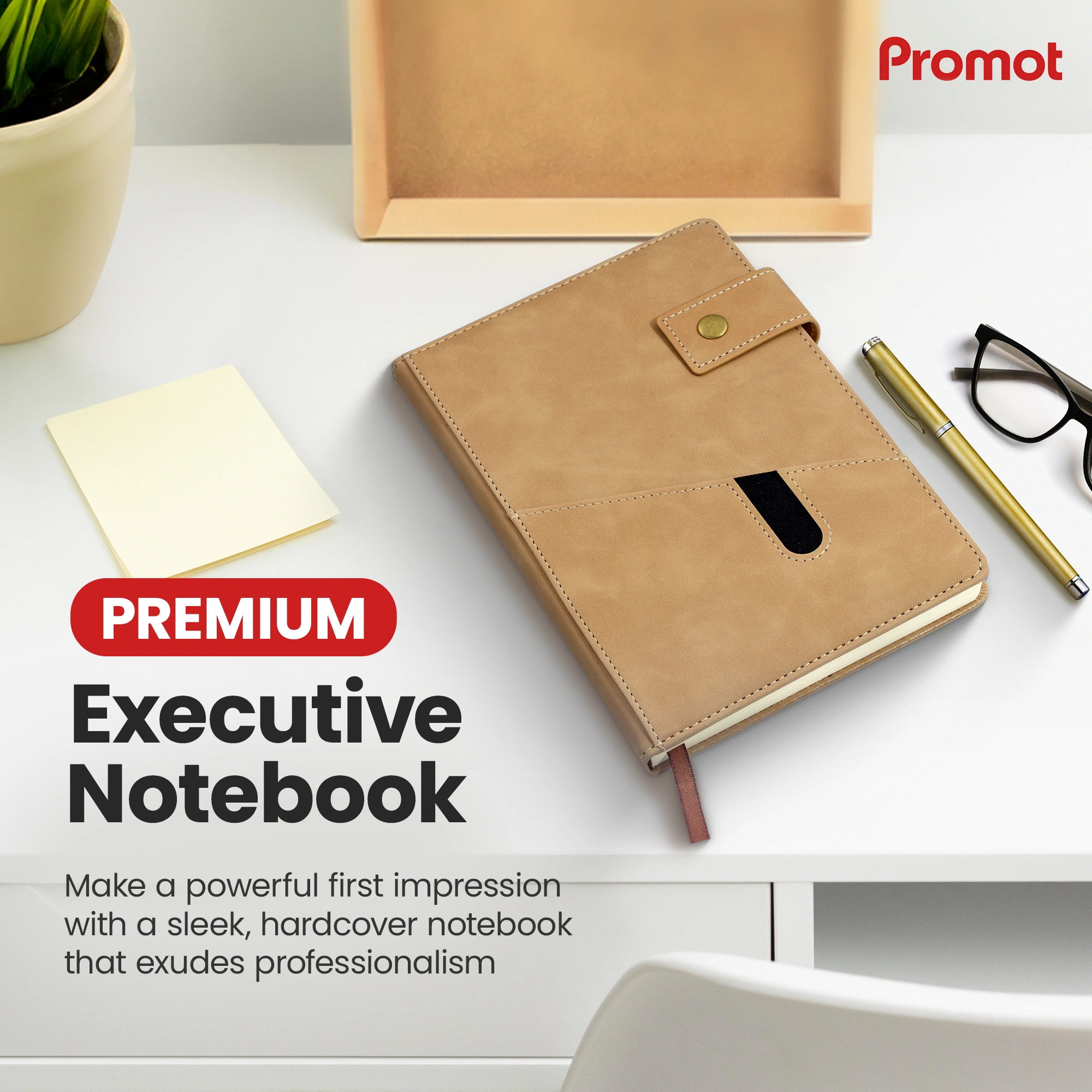 Notebook with Pocket and Pen - Tan hover
